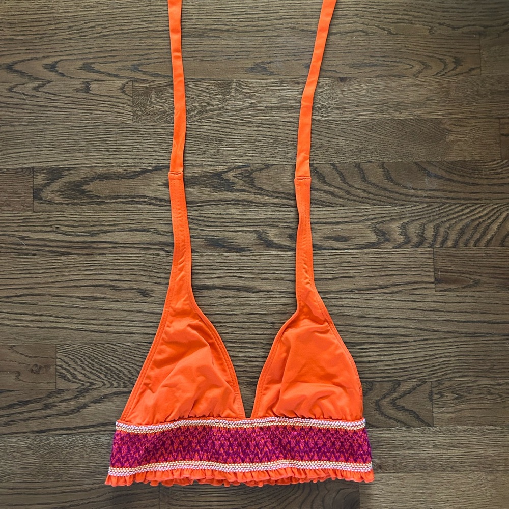 DKNY Orange and Pink Bikini Top